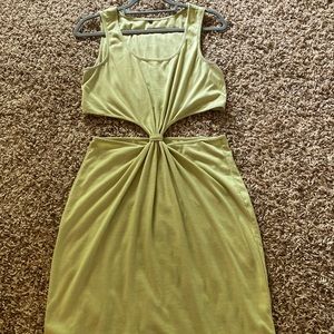 Cut Out Mid Section Green Dress